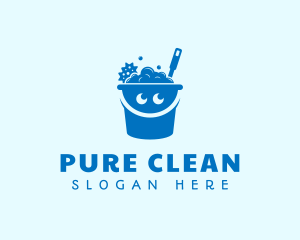 Cleaning Bucket Smile logo design