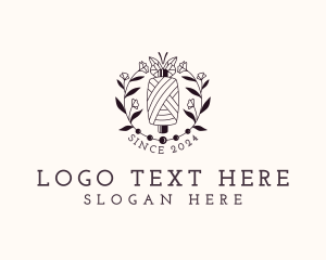 Quilting - Sewing Floral Thread logo design
