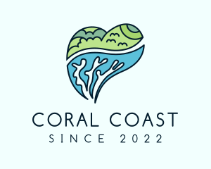 Coral - Forest Coral Sea Heart logo design