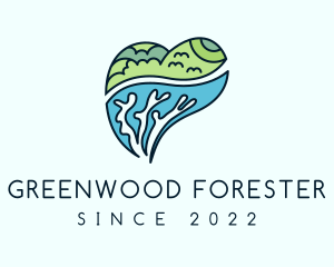 Forest Coral Sea Heart logo design