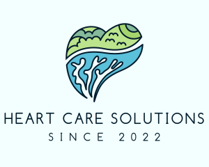 Forest Coral Sea Heart logo design