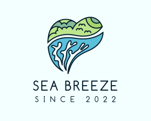 Forest Coral Sea Heart logo design