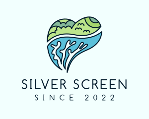 Diving - Forest Coral Sea Heart logo design