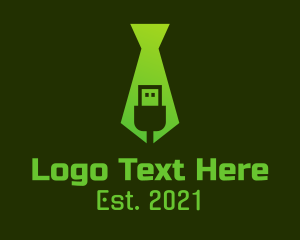 Connectivity - Green USB Tie logo design