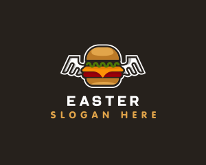 Hamburger - Cheese Burger Wings logo design