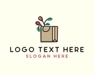 Shopping - Flowers Shopping Bag logo design