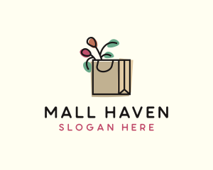 Flowers Shopping Bag logo design