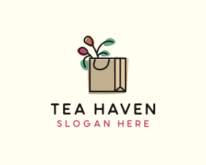 Flowers Shopping Bag logo design