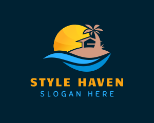 Summer Palm Tree Hut Logo