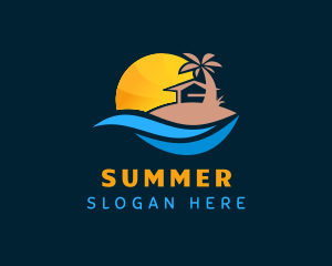 Summer Palm Tree Hut logo design