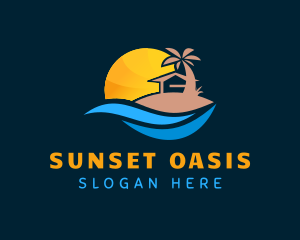 Summer Palm Tree Hut logo design