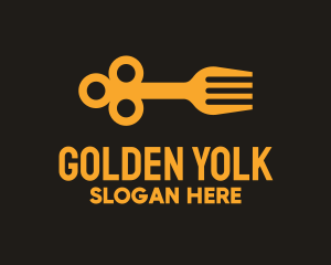 Golden Key Fork logo design