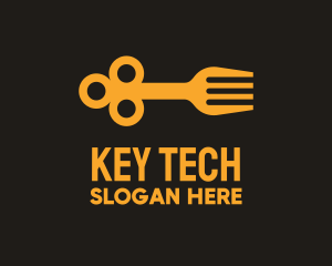 Golden Key Fork logo design