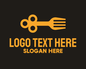 Cafeteria - Golden Key Fork logo design