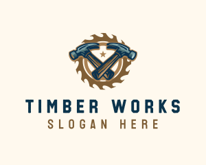 Hammer Saw Carpentry logo design