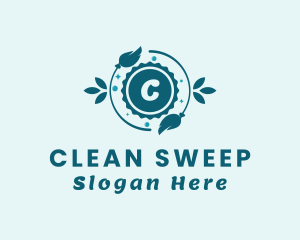Sweeper - Sun Leaf Cleaning Broom logo design