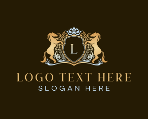 Victorian - Shield Crown Horse logo design