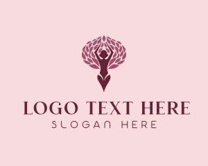 Leaf - Yoga Woman Tree logo design