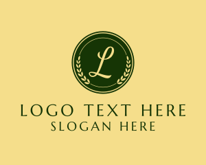 Vegan - Natural Wreath Stamp logo design