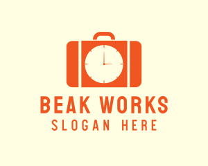 Orange Briefcase Clock logo design