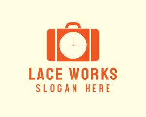 Orange Briefcase Clock logo design