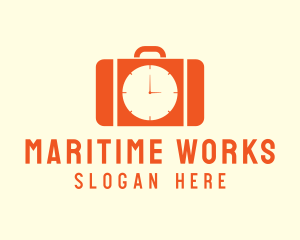 Orange Briefcase Clock logo design