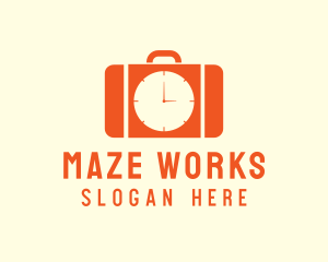 Orange Briefcase Clock logo design