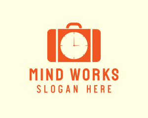 Orange Briefcase Clock logo design