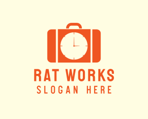 Orange Briefcase Clock logo design