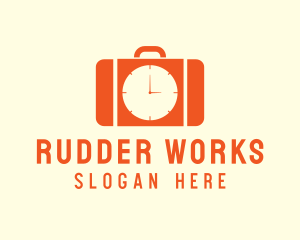 Orange Briefcase Clock logo design