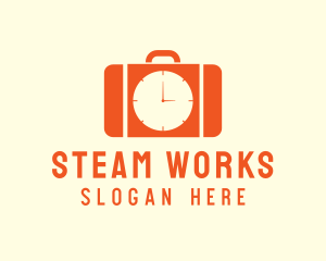 Orange Briefcase Clock logo design