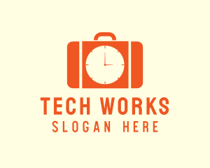 Orange Briefcase Clock logo design