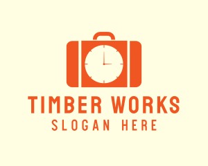 Orange Briefcase Clock logo design