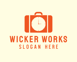 Orange Briefcase Clock logo design