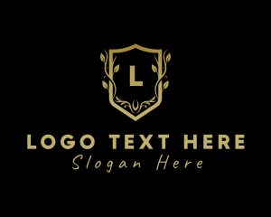 Elegant - Golden Wreath Shield logo design