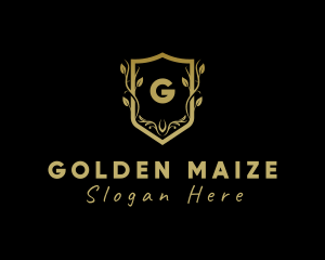 Golden Wreath Shield logo design