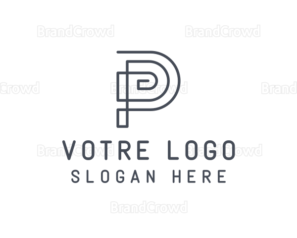 Drawing Line Construction Letter P Logo