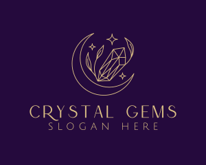 Moon Crystal Leaves logo design