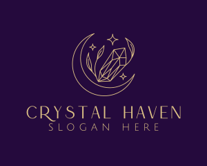 Moon Crystal Leaves logo design