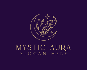 Moon Crystal Leaves logo design