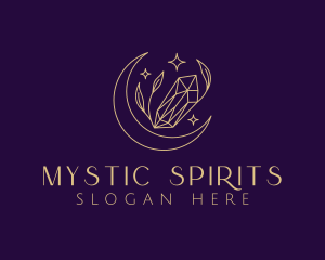 Moon Crystal Leaves logo design