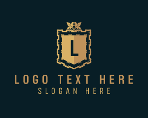 Expensive - Golden Deluxe Shield logo design