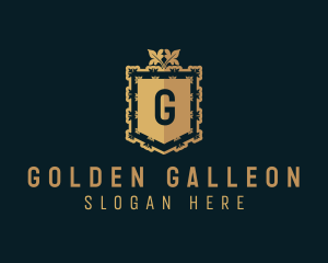 Golden Deluxe Shield logo design