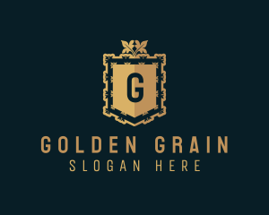 Golden Deluxe Shield logo design