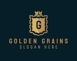 Golden Deluxe Shield logo design