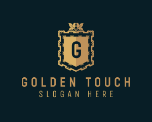 Golden Deluxe Shield logo design