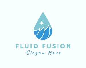 Ocean Water Droplet logo design