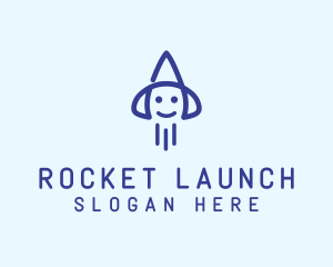 Smiley Rocket Ship logo design