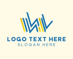 Yellow - Blue Business Letter W logo design