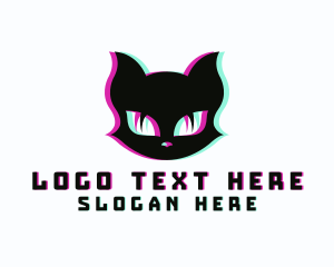 Cyberpunk - Glitch Gaming Cat logo design